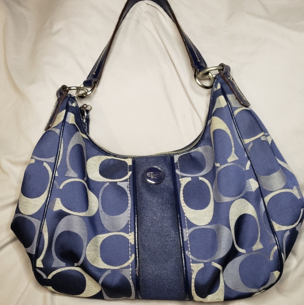 Grey and navy Coach bag